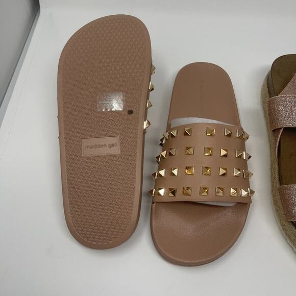 Madden Girl Glitter Sandals and NEW Studded slides 8.5 - Picture 3 of 8